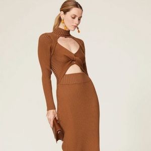 AMUR Guadalupe Cut Out Ribbed Knit BodyCon Dress  Sz XS